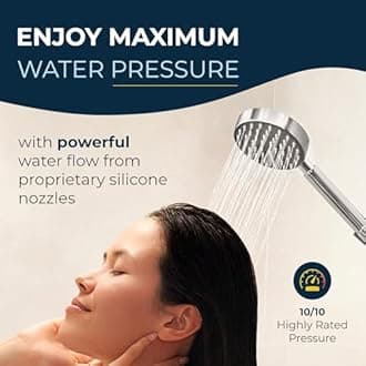 Hammerhead Showers® Solid Metal Low Flow Handheld Shower Head with Hose and Brass Holder - Brushed Nickel – Water Saving 1.75 GPM Detachable Shower Head - Adjustable Shower Wand Bracket & 6ft Hose