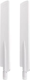 Eightwood Tri-Band WiFi 6E Antenna 2.4GHz 5GHz 6GHz RP-SMA Male Antenna White (2-Pack) for WiFi Router Security Camera DVR Recorder Surveillance Monitor