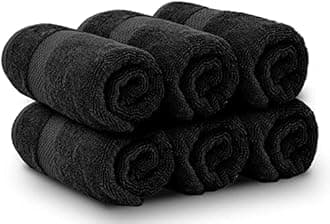White Classic Luxury Hand Towels for Bathroom-Hotel-Spa-Kitchen-Set - Circlet Egyptian Cotton - 16x30 Inches - Set of 6 (Black)