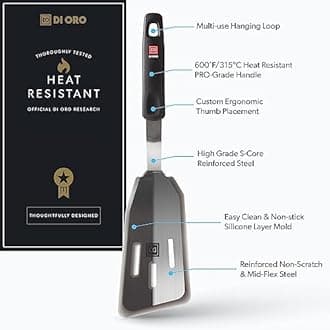 DI ORO® Designer Series Flexible Silicone Turner Spatula - 315°C Heat-Resistant Rubber Kitchen Fish Slice - Versatile Silicone Spatulas - BPA Free & LFGB Certified - Dishwasher Safe
