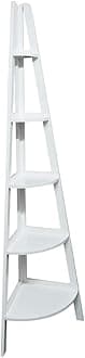 Casual Home 5-Shelf Corner Ladder Bookcase, White (Pack of 1)