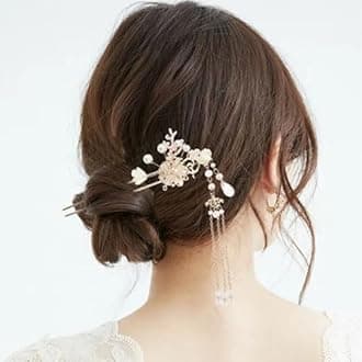 5 Pcs Flower Pearl Tassel Hairpins & Rhinestone Hair Clips, Vintage Chinese Hanfu Bridal Wedding Headpieces Hair Accessories for Women Girls Updo Hairstyle