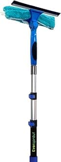 EVERSPROUT 7-to-20 Foot Swivel Squeegee and Microfiber Window Scrubber (25+ Foot Reach) | 2-in-1 Window & Glass Cleaning Combo with Light-Weight, Aluminum Extension Pole | Includes 10-inch Blade
