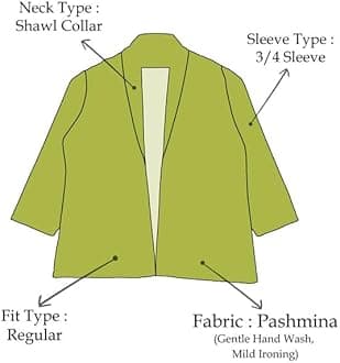 Fabcurate Ethnic Jacket for Women Brown | Notched Collar with Full Sleeves Pashmina Jacket for Ladies | Fashionable Casual Wear