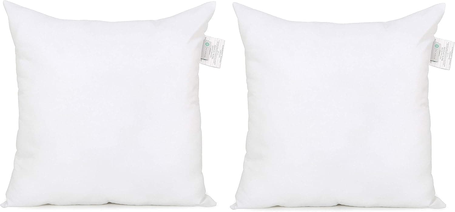 Down Alternative Throw Pillow Inserts, Hypoallergenic Square Soft Form Stuffer Decorative Cushion Sham Filler, 20x20, White, Set of 2