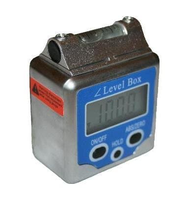 Digital Angle Gauge/Protractor/Inclinometer/Bevel Box with Level Bubble & Hold Button + Leather Pouch & Batteries