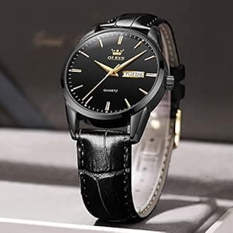 OLEVS Watches for Men Brown Leather Gold Case Analog Quartz Fashion Business Dress Watch Day Date Luminous Waterproof Casual Male Wrist Watches