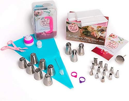 62 PCS Cake Russian decorating Tips set -Cake Decorating Tools Set/Cake Decorating Baking Supplies kit - Russian Pipping Tips Set With 3 Rose Pastry Tips,2 Leaf Nozzle,30 Pastry Icing Bags