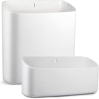 Picowe Magnetic Laundry Storage, 2 Pack Lint Holder Bin for Laundry Room, Space-Saving Trash Container Hanging on Dryer, Washer or Wall Mount Trash Bin (Gray White)