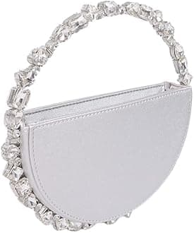 Rhinestone Moon Shape Round Evening Bag Crystal Handheld Circle Clutch Purse for Women’s Parties Weddings Proms