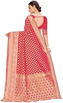 Women's Kanchipuram Art Silk Saree With Blouse Piece, Gajari, Free Size