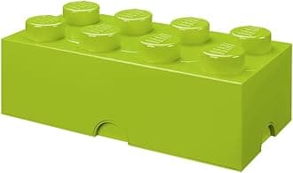 LEGO Storage Brick 8 Knobs YELLOWISH GREEN - Stackable Plastic Storage Box with Lid for Kids and Adults Desk Organizer and Toy Box - 12.1L Capacity