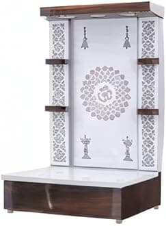 Devyom Wooden Temple White LED Light for Home and Office|Home Temple|Puja Mandir|Wall Hanging & Table Top Home Mandir (Size: 48X30X16 in)