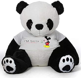 Hug'n'Feel® Soft Toys Big Teddy Panda Wearing I'm Sorry T-Shirt 5 feet Panda_T Shirt_ I'm Sorry Plush & Stuffed Toys