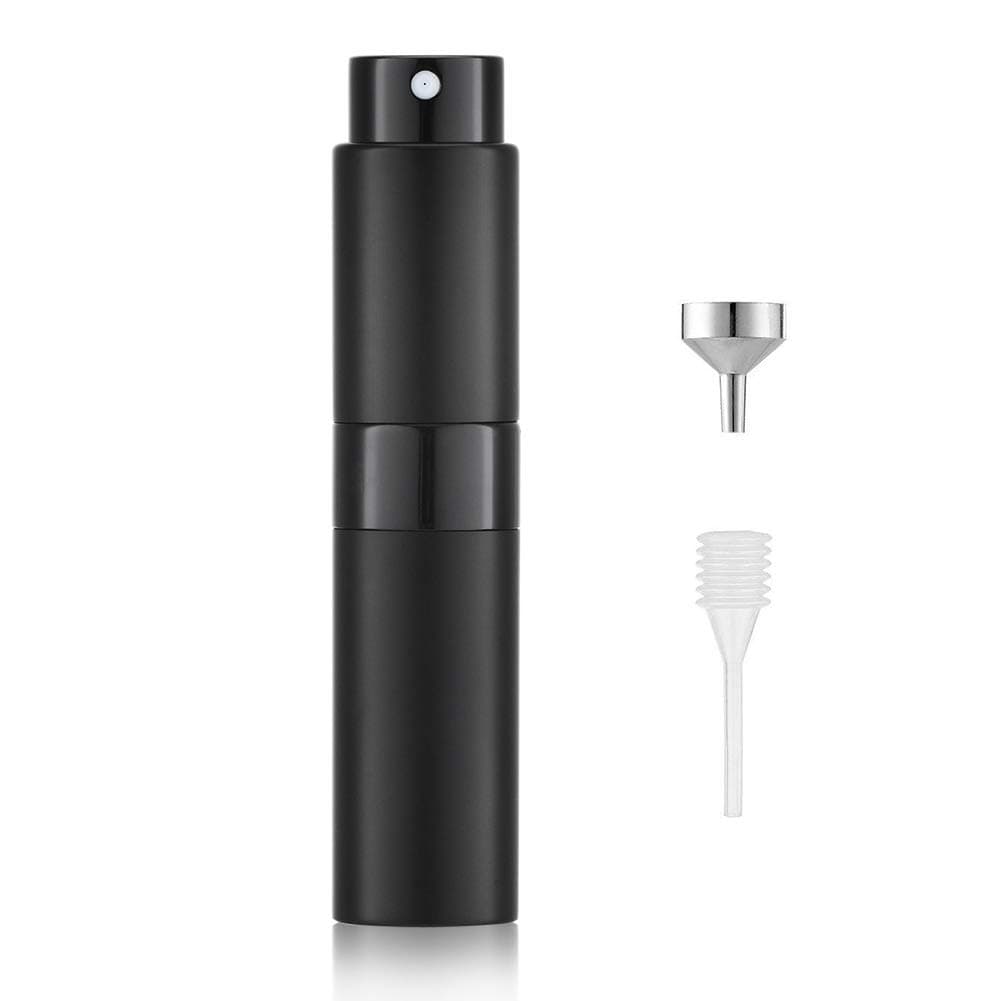 LISAPACK 8ML Atomizer Perfume Spray Bottle for Travel, Empty Refillable Cologne Dispenser, Portable Sprayer (Matte Black)