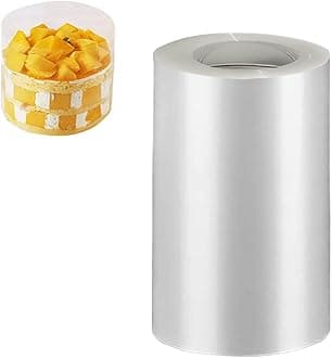 YQL Cake Collar 2.4 Inch, Acetate Cake Collar Roll DIY Acetate Sheet Baking Transparent Mousse Cake Sheets Surrounding Edge Clear Cake Strips for Baking Decorate, Chocolate Mousse Cake(2.4x394 Inch)