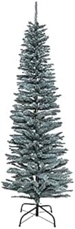 8Ft/2.4m Slim Christmas Tree Artificial Frosty Green Pencil Tree 828 Pointed Tips, Metal Stand, Holiday Home Decorations