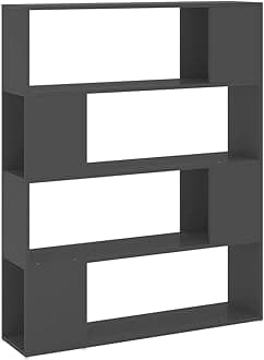 vidaXL Book Cabinet Room Divider Home Living Room Office Furniture Room Partition Privacy Screen Book Cabinet Bookcase Storage Rack Chest Grey