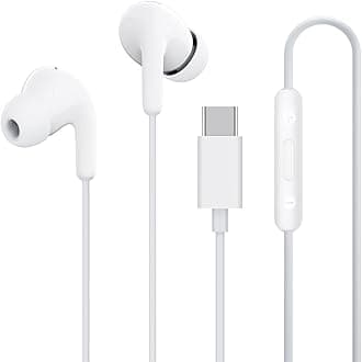 XIAOMI Type-C in-Ear Earphones with 12.4mm Drivers, HD Microphone, and IP54 Dust & Water Resistance (White)
