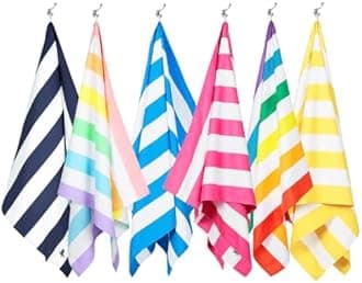 Dock & Bay Beach Towel - Quick Dry, Sand Free - Compact, Lightweight - 100% Recycled - Includes Bag - Cabana - Set J (6), Large (160x90cm, 63x35)