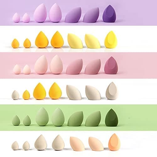 MACPLUS Makeup Sponge Set Beauty Blender with Egg Case, Soft Sponge For Liquid Foundation, Creams, and Powders Latex Free Wet and Dry Makeup (Multicolor 4 Big + 3 Mini -7 Pcs set)