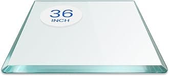 Dulles Glass 36 inch Square Glass Table Top - Tempered - 1/2" Thick Glass Surface, Safe Beveled Edge, Radius Corners, Multipurpose for Dining Table, Patio, Coffee and End Table