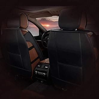 Custom Car Seat Covers Fit for Outlander Sport 2011-2020 5-Seat Full Set All Weather PU Leather Front Rear Seat Protector with Waterproof Airbag Deluxe Edition Coffee