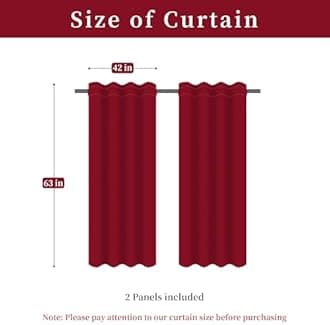 Loom and Mill Luxury Jacquard Curtains for Bedroom, Burgundy Red Lined Damask Curtains 2 Panels with Tiebacks, Floral Window Curtain for Living Room Banquet Christmas Decor(42”Wx 63”L, 2 Panels)
