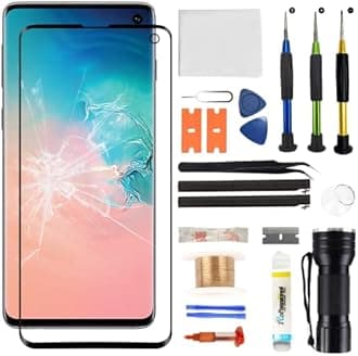 Front Glass Screen Replacement for Galaxy S10 - Compatible with Samsung Galaxy S10 G973 Series 6.1 inch & Complete Repair Tools Kit（NO OLED Screen & Digitizer Touch）