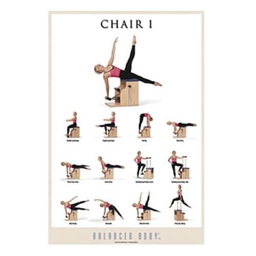 Balanced Body Chair I Poster, Educational Guide Pictures for Pilates Equipment, Exercise Wall Decor for Pilates Studio, 24 x 36 Inches