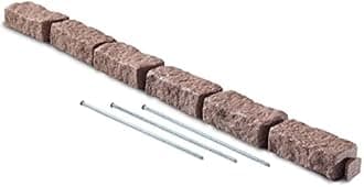 Landscape Edging | Garden Edging Border | Faux Stone Bricks for Lawn edging, Flower beds, Pathways & Yard Edging– 1 Pack | Each Section Has 6 Bricks 48"L x 4"W x 2.25"H | 3 Spikes |Cobblestone