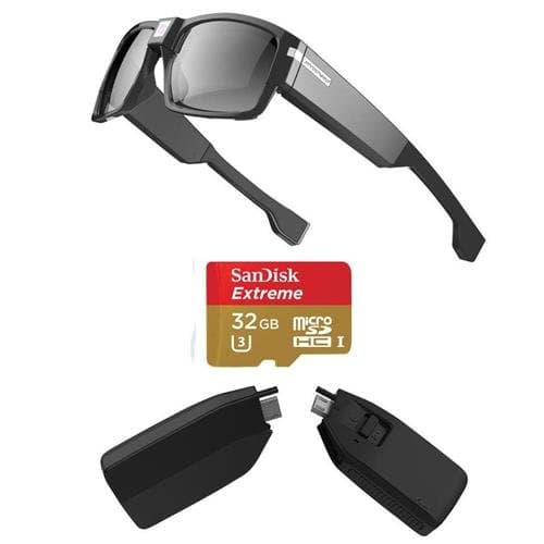 Pivothead Smart Architect Eyewear with Camera, Coal Black - Bundle With Pivothead SMARTMOD Fuel Coal Black, 32GB U3 Micro SDHC Card