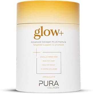 Glow+ Powdered Supplement | 10,000mg Hydrolysed Collagen Peptides with Hyaluronic Acid, Biotin, Vitamins & Minerals for Skin, Hair & Nails – 28 Servings, 284g