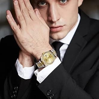 BUREI Men's Classic Luxury Watch Stainless Steel Waterproof Machine Watch Fashion Double Watch Date Sapphire Crystal