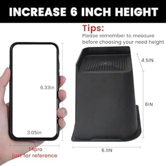 MYMULIKE Bed Risers 6 inch, Oversized Furniture Risers, Heavy-Duty Support Up to 6000 Lbs, Lift 6 inch for Couch, Sofa, Table,Chair (Black 4 Pack, 6 inch)