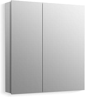 Kohler 55063-NA Embark Slim Medicine Cabinet Mirror, Adjustable Shelves with Mirrored Doors, 25 in. W x 26 in. H