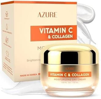 Azure Cosmetics Vitamin C & Collagen Face Moisturizer - Dermatologist Tested, Anti-Aging, Skin Tightening & Brightening, Clean, Cruelty-Free Face Cream - Korean Skin Care - All Skin Types - 1.69 fl oz