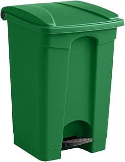 Plastic Garbage Bin with Foot Pedal, Hands-Free Garbage Can, Green, 12 Gallon Rectangular Step-On Commercial Trash Can for Restaurant/Office/Kitchen