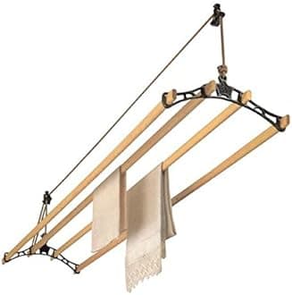 Sheila Maid ®, Original Indoor Ceiling Clothes Laundry Drying Airer Rack - 4 Rail - 57" (145cm) Long -Cream Cast Iron