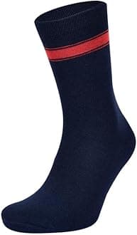 Kv Kendriya Vidyalaya Navy Blue with Red Stripes Calf Length Cotton School Socks for Boys & Girls (Pack of 6 Pairs)