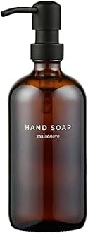 MaisoNovo Hand Soap Dispenser for Bathroom | Amber Glass Black Pump x 1