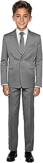 Black n BiancoBoys' Formal Black Suit with Shirt and Vest, Grey, Medium