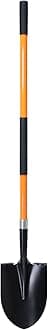 Heavy Duty Gardening Shovel, 56 Inch Round Blade with Fiberglass Handle (Orange)