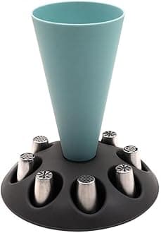 Piping Bags Holder Piping Bag Stand, Pastry Bag Support Stand, Plastic Pastry Bag Stand for Cake Decorating Kit, Piping Bag Filling Stand with Cake Nozzles Holder, Baking Accessories (Blue) (Baofu)