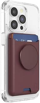 PopSockets Phone Wallet with Expanding Grip, Phone Card Holder, Wireless Charging Compatible, Wallet Compatible with MagSafe - Oxblood Alum