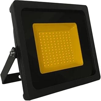 100W Amber LED Slimline Floodlight, Waterproof Outdoor Light, IP65 Rated Light for Large Gardens & Commercial Effect Lighting, Energy-Efficient A+ Rating, 800W Equivalent with 120-Degree Beam Angle