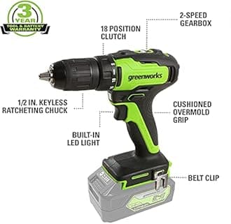 Greenworks 48V (2 x 24V) 20" Brushless Cordless Push Lawn Mower + 24V Brushless Drill / Driver, (2) 4.0Ah USB Batteries (USB Hub) and Dual Port Rapid Charger Included