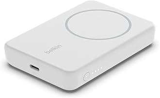 5000mAh Magnetic Wireless Power Bank, Portable Charger Compatible with MagSafe, Battery Pack with 7.5W Output, 10W Input and Kickstand, Compatible with iPhone 16, 15, 14, 13, 12 Series - White