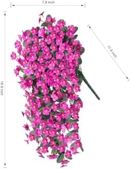 HyeFlora Artificial Fake Hanging Flowers Plants for Outdoor Outside Spring Decor, 2 PCS Faux Silk Fuchsia Daisy UV Resistant Look Real Orchid Long Vines for Home Porch Patio Window Planter Decoration