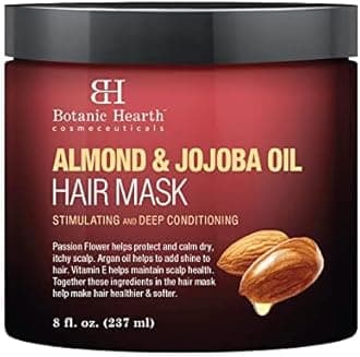 Botanic HearthAlmond & Jojoba Oil Hair Mask | For Dry & Damaged Hair | Deep Conditioning & Moisturizing Treatment | Color Safe | For Men & Women | 8 oz